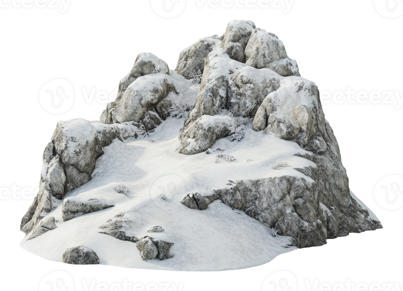 Snow-covered rocky formation in a winter landscape png