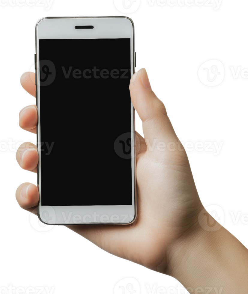 Hand with a blank smartphone casually png