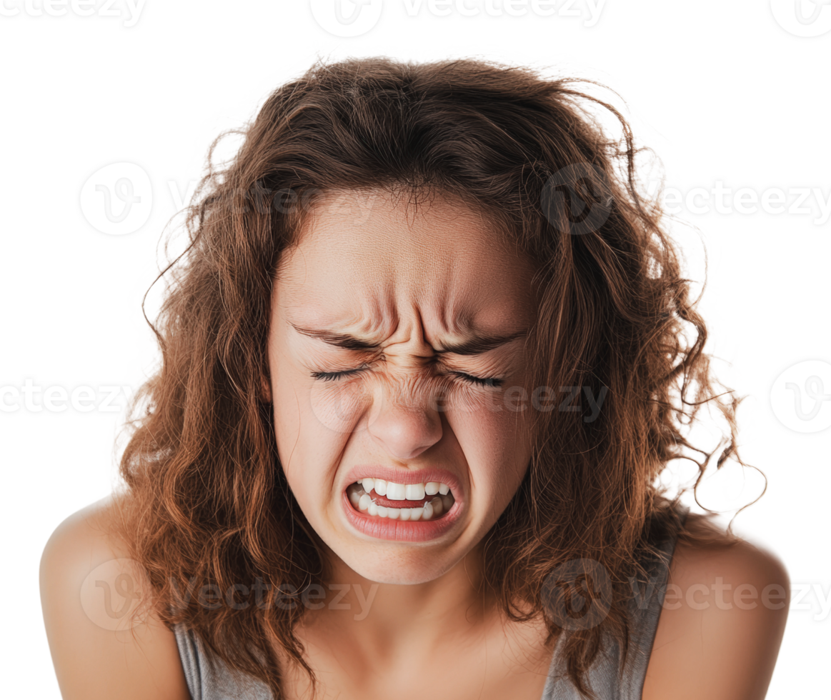 Emotional display of a woman showing distress png