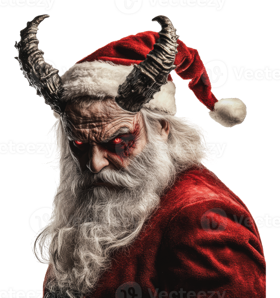Red-suited figure with horns, menacing look png