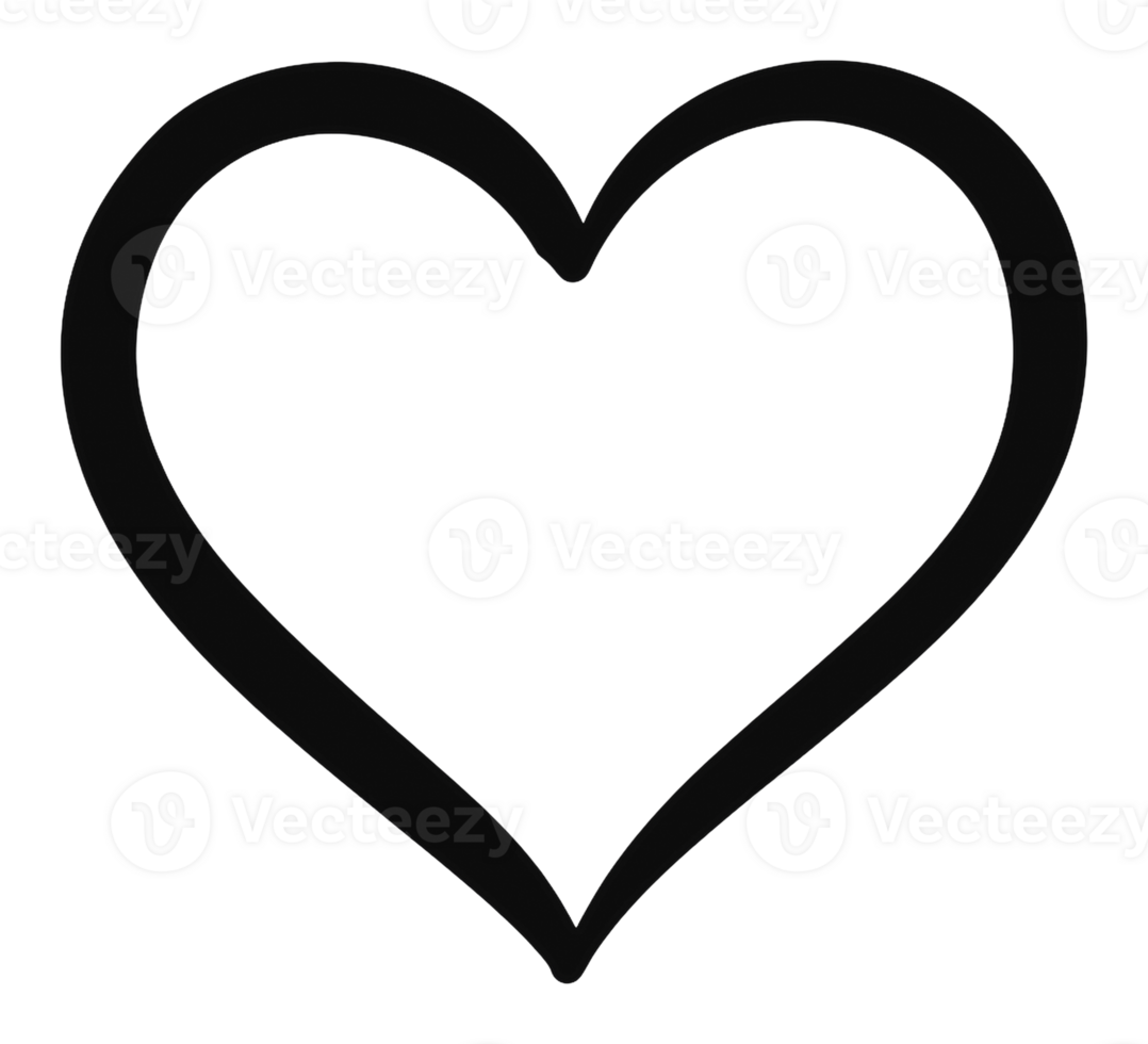 Simple black heart outline on a white background png