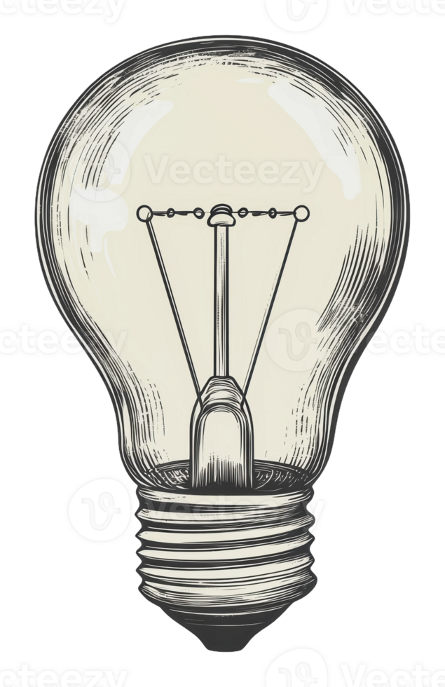 Detailed vintage light bulb illustration png