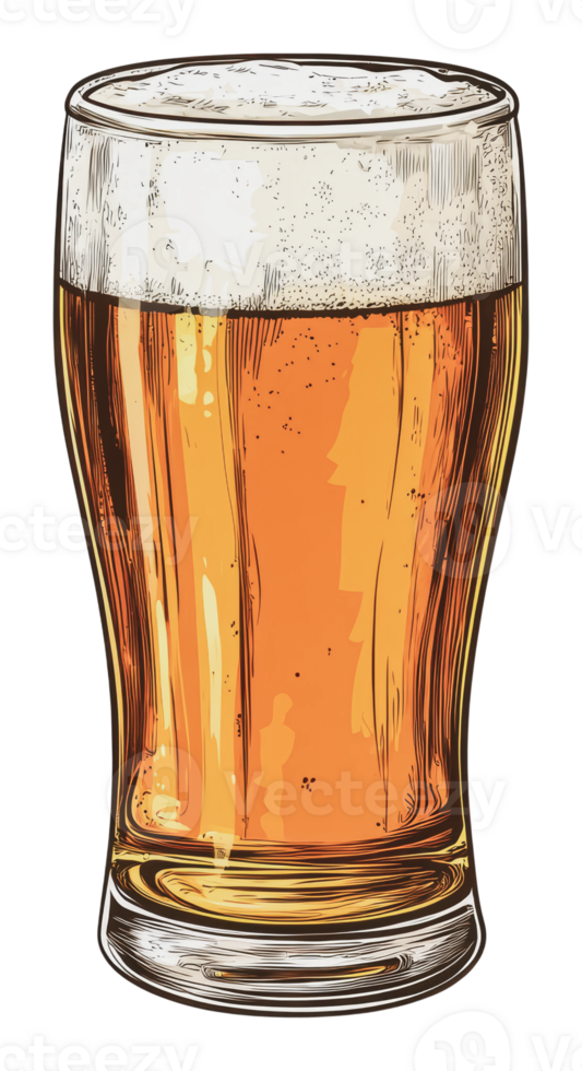 Refreshing craft beer served in a clear glass png