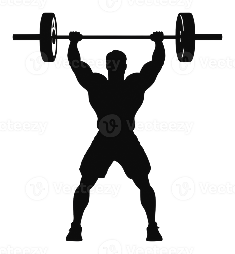 Strong athlete lifting barbell in a heavy workout png