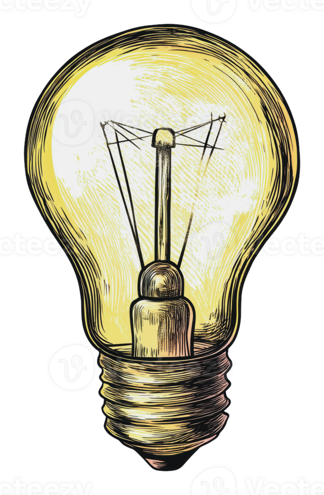 Glowing filament light bulb illustration png