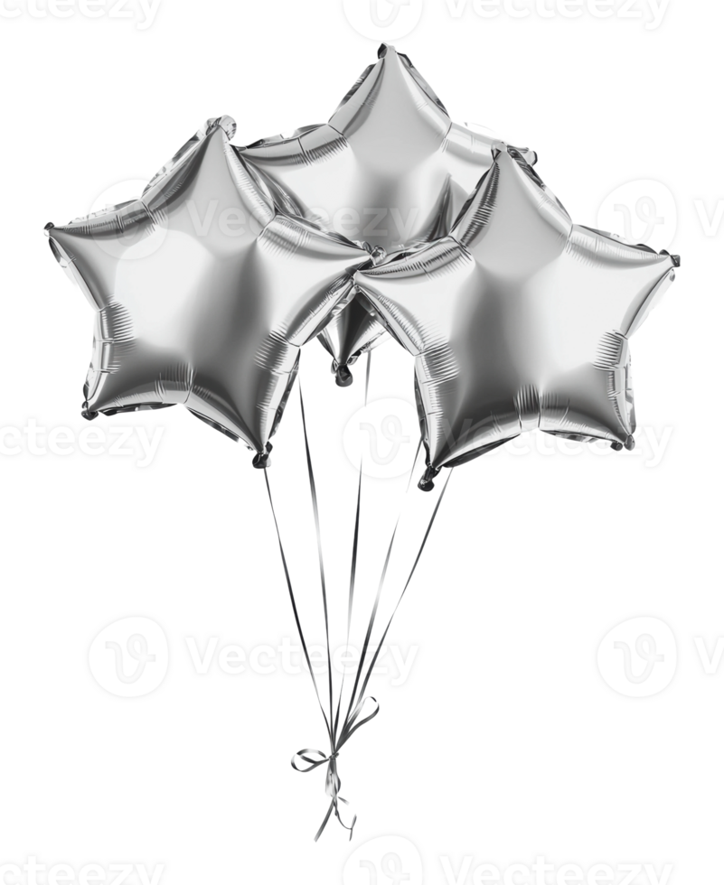 Silver star balloons create festive atmosphere png