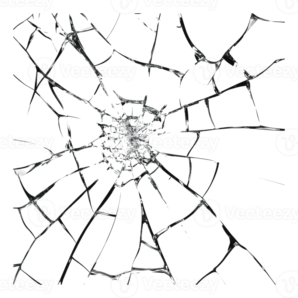 Cracked glass showing intricate fractal patterns png