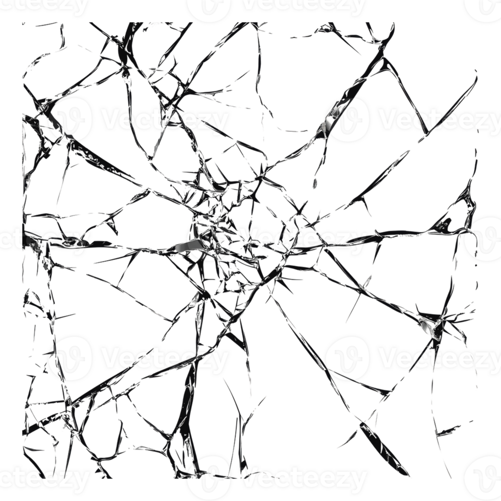 Cracked glass texture with intricate patterns png