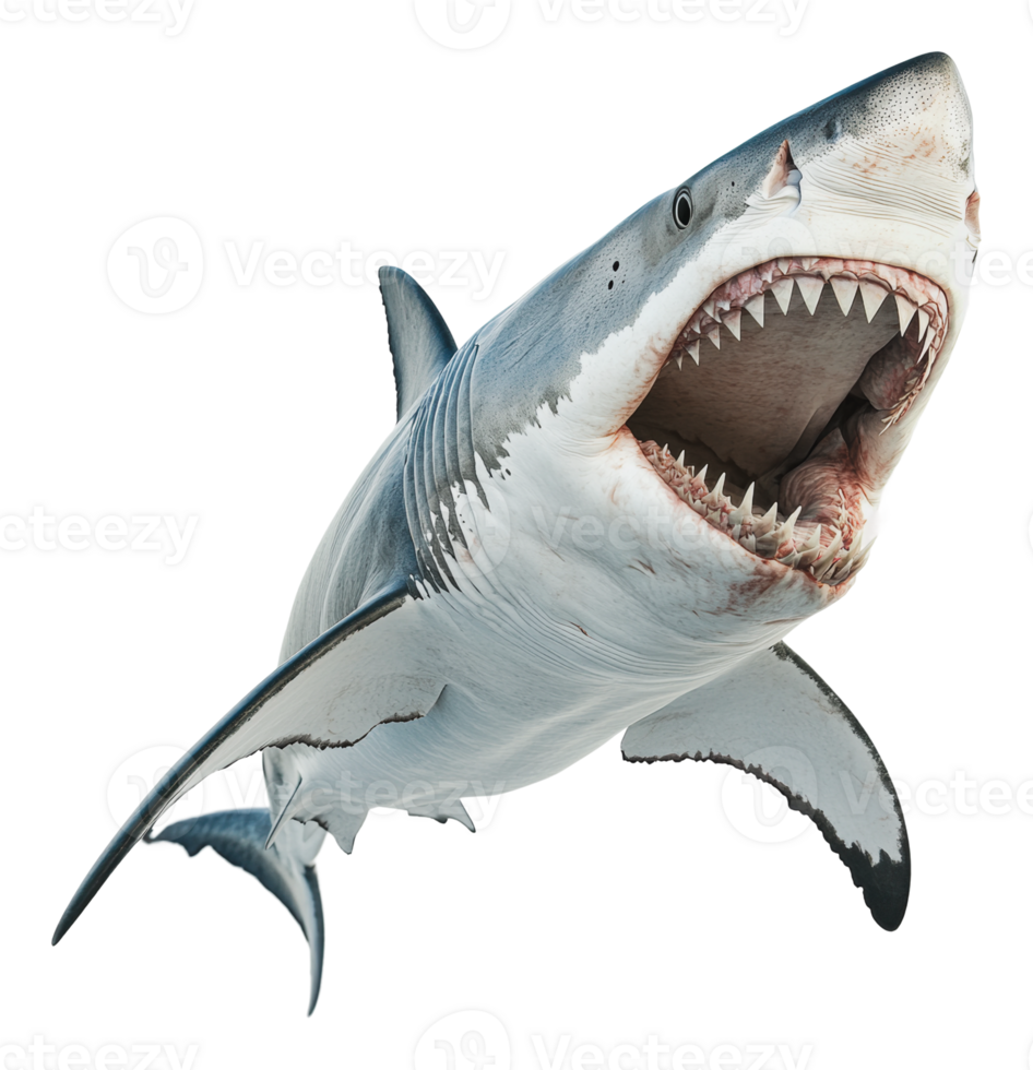 Great white shark breaching the water surface png