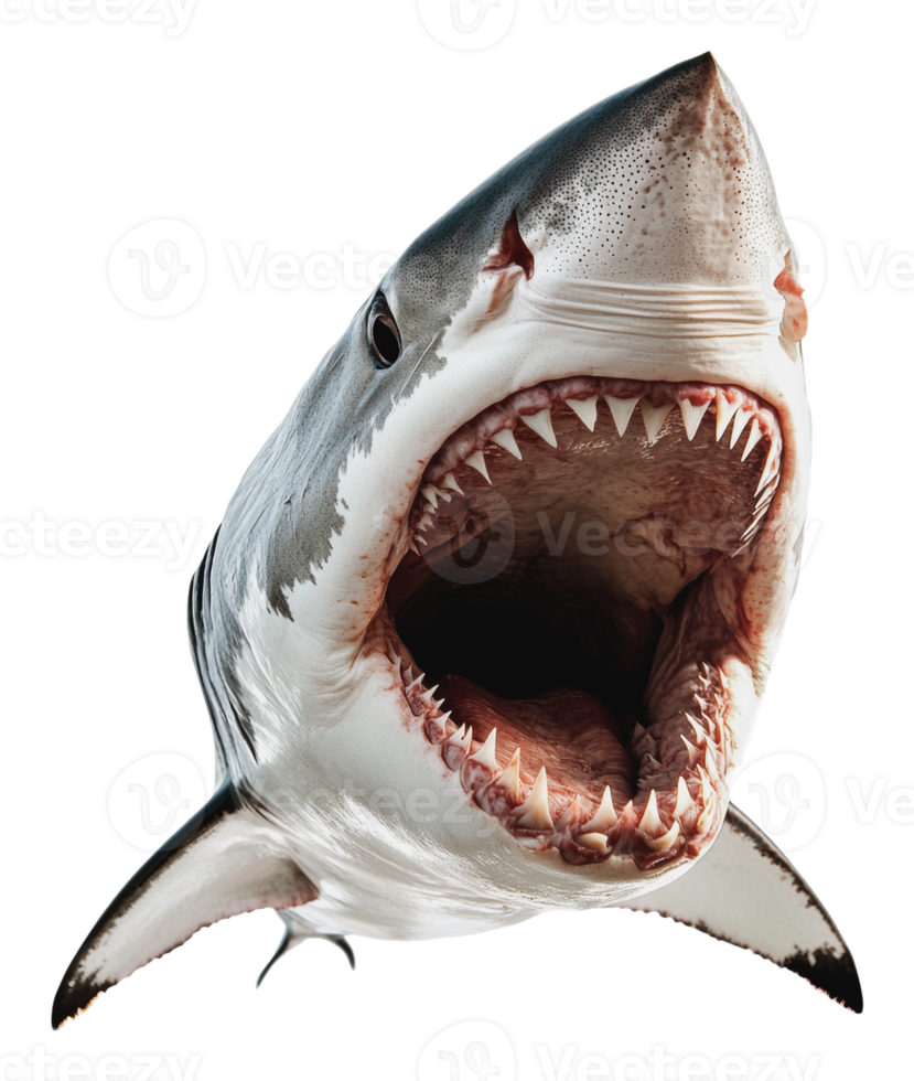 Great white shark displaying its powerful jaws png