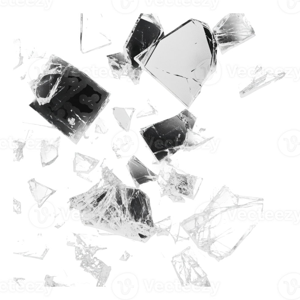 cassé verre sur blanc surface png