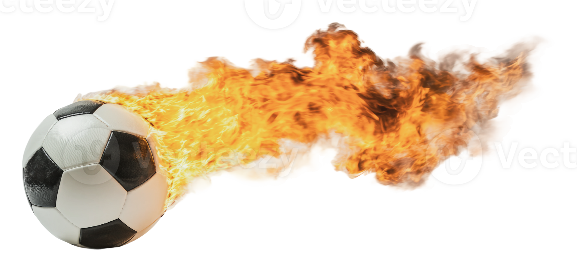 Soccer ball soaring with fiery speed and energy png