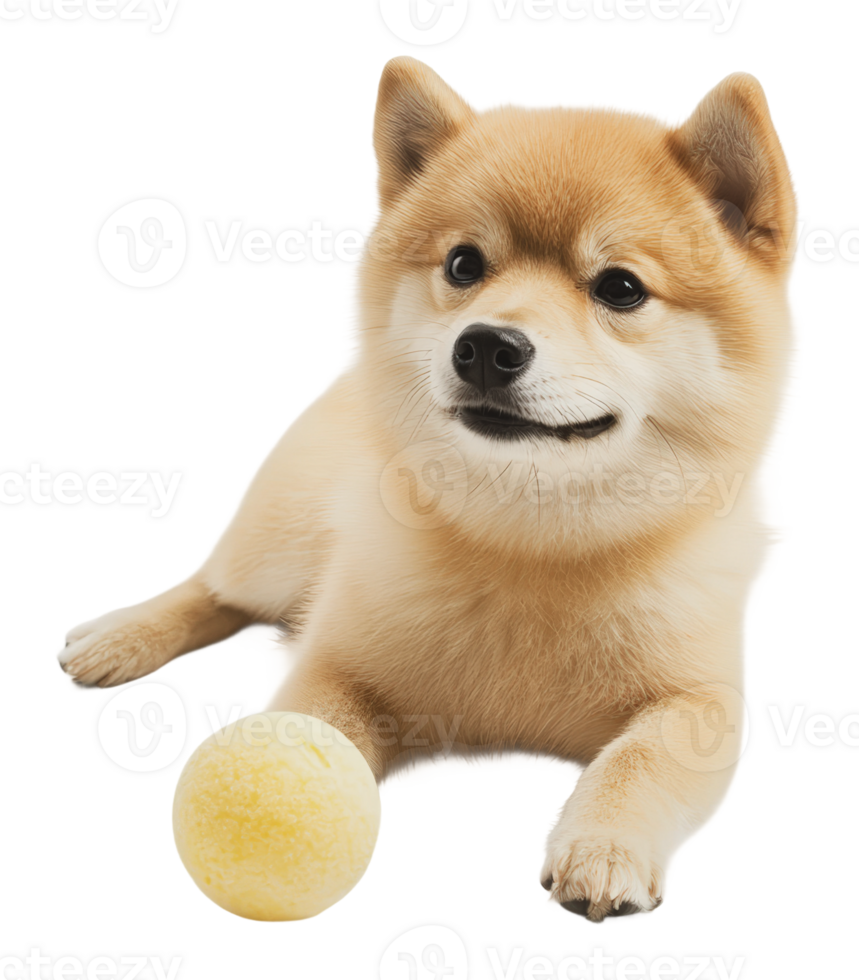 Playful pomeranian ready to fetch at home png