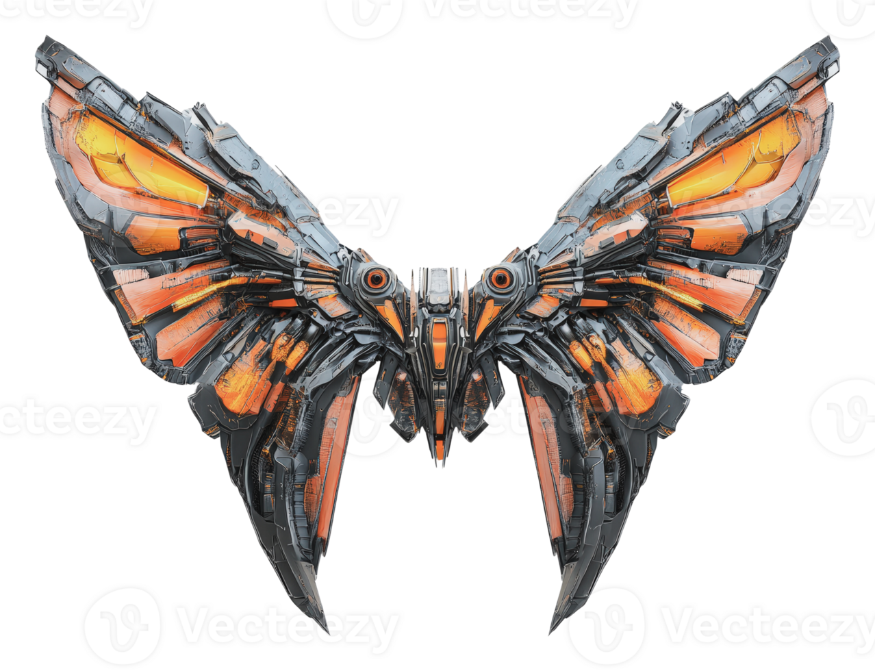 Futuristic butterfly with mechanical wings display png