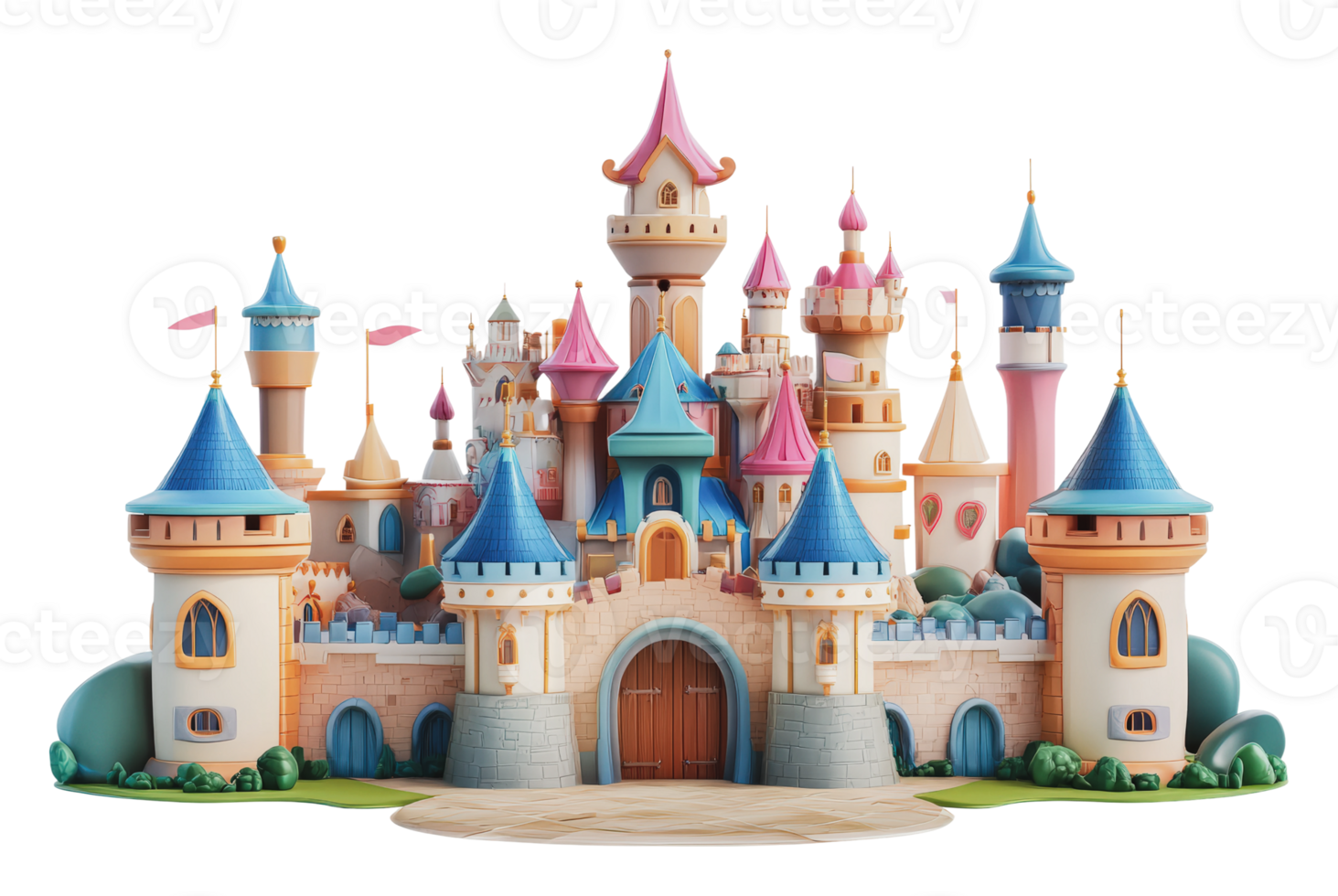 Colorful fantasy castle with towers png