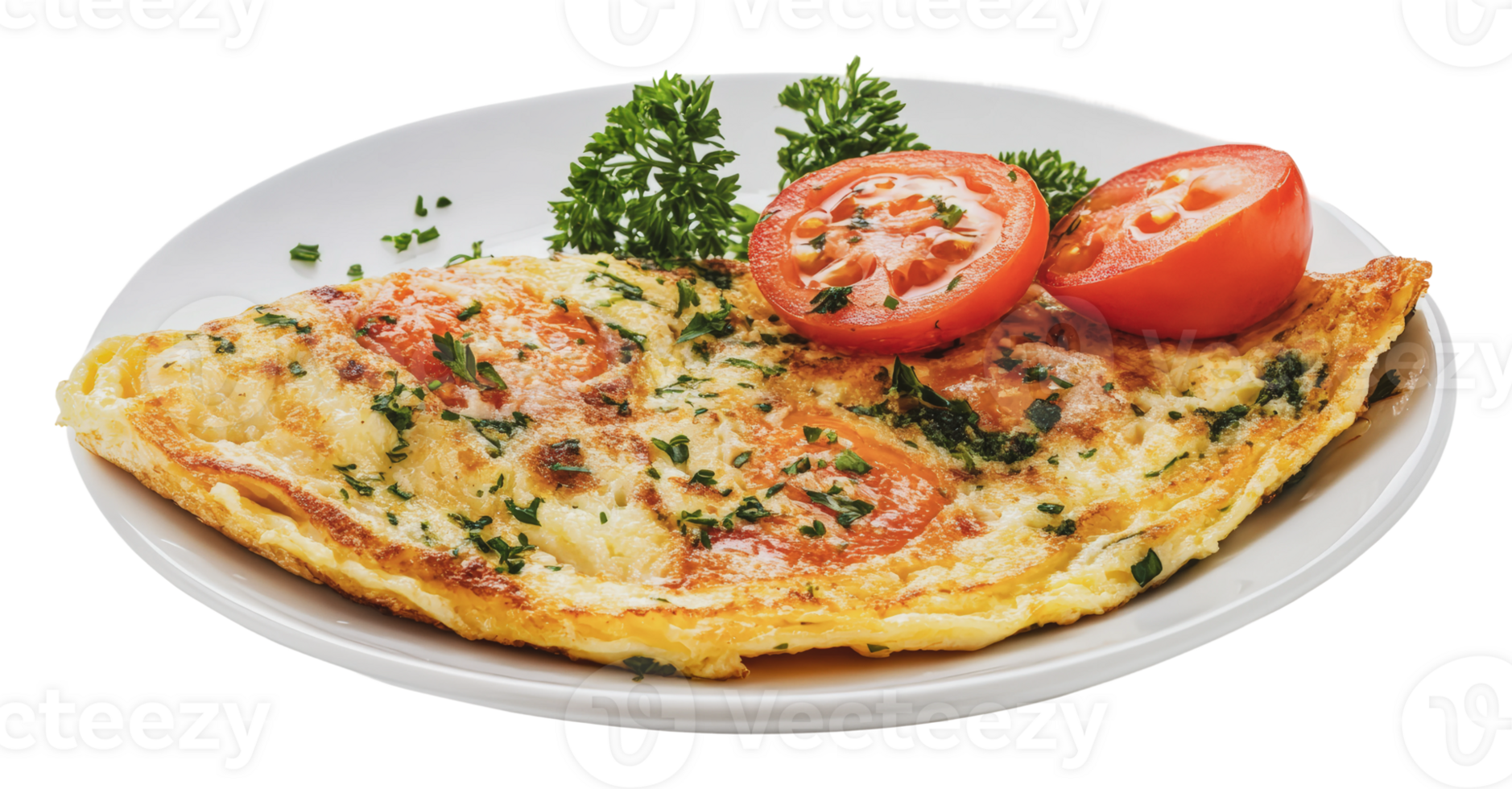 Omelet with fresh tomatoes and herbs png