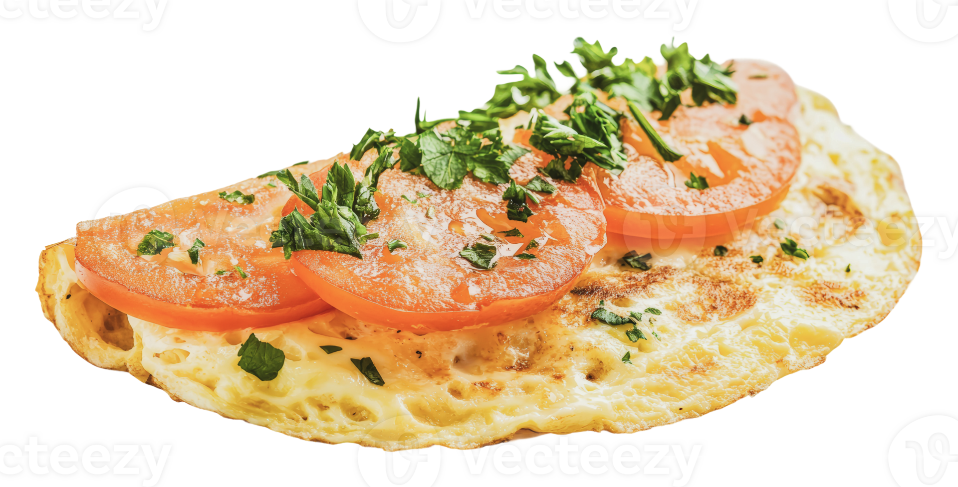 Tasty veggie omelette with fresh herbs png
