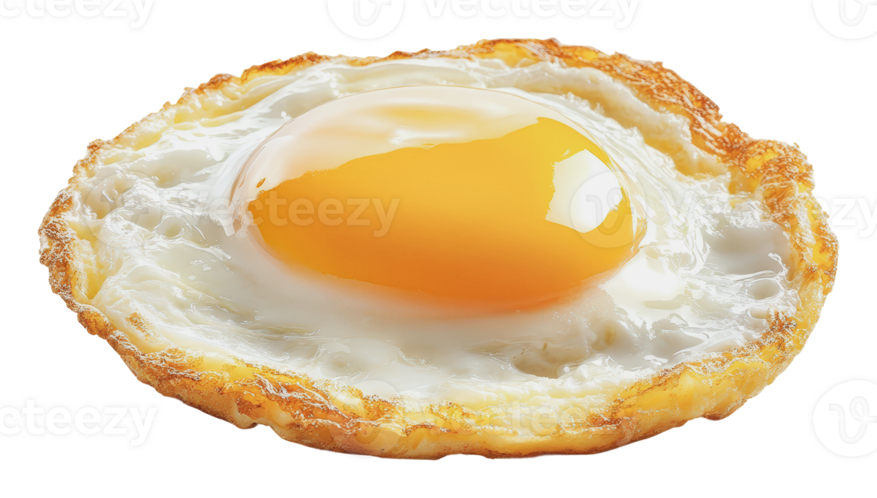 Brightly cooked sunny-side up egg on white plate png