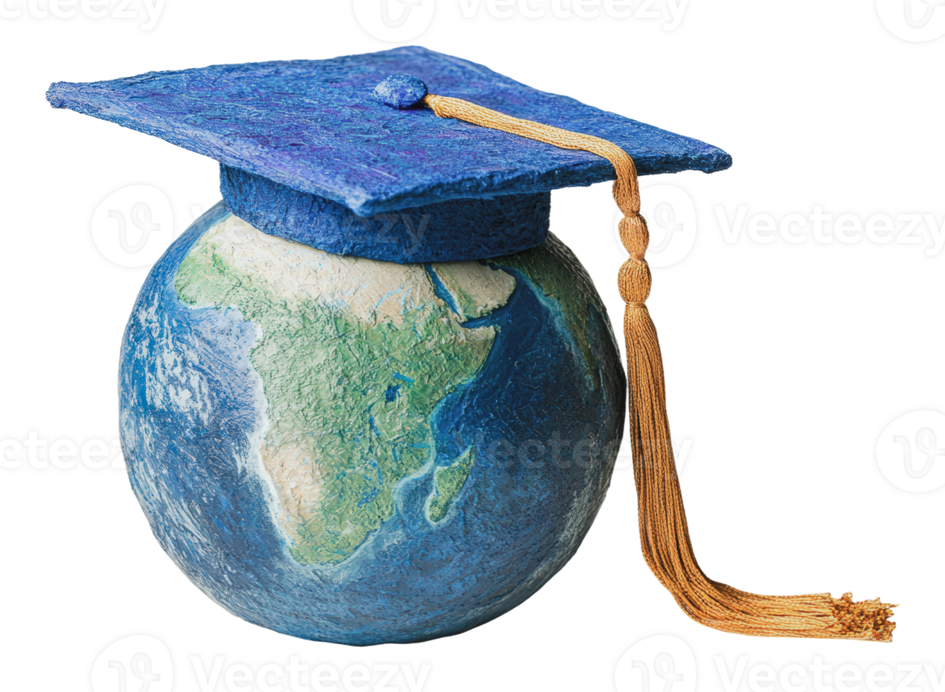 Globe with graduation cap representing education png