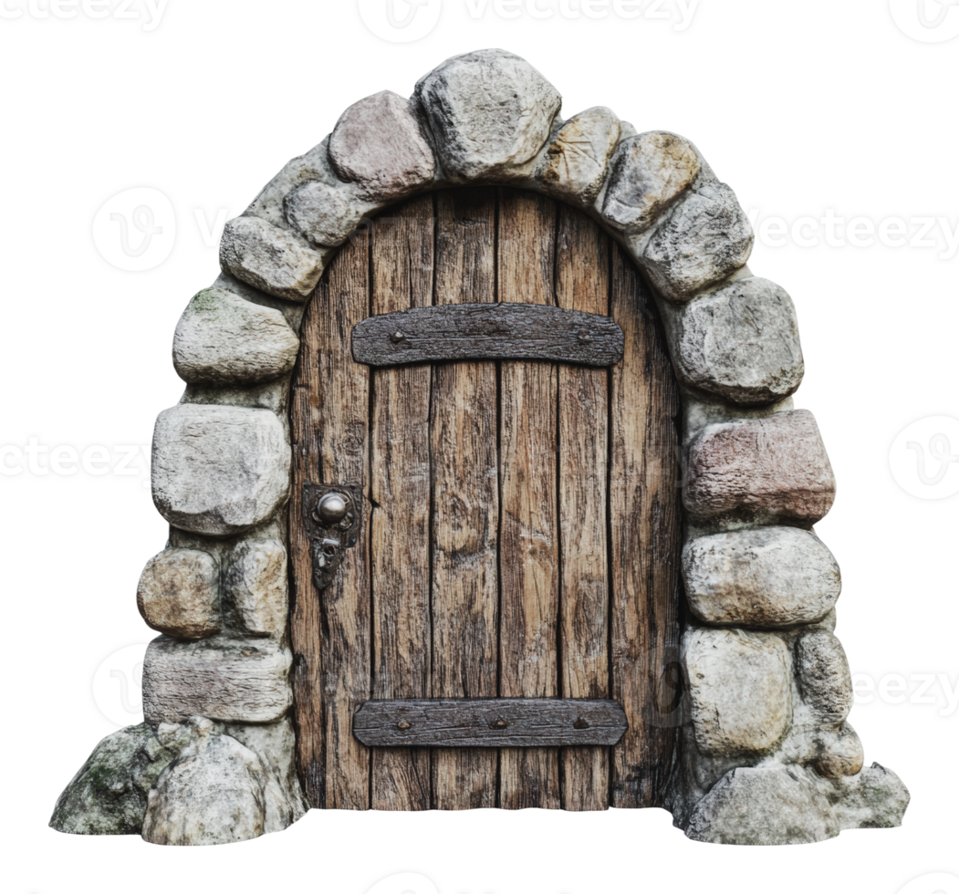 Unique rustic door with stone archway design png