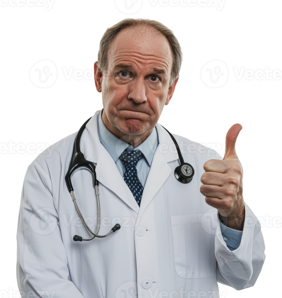 Doctor shows thumbs up for good health advice png