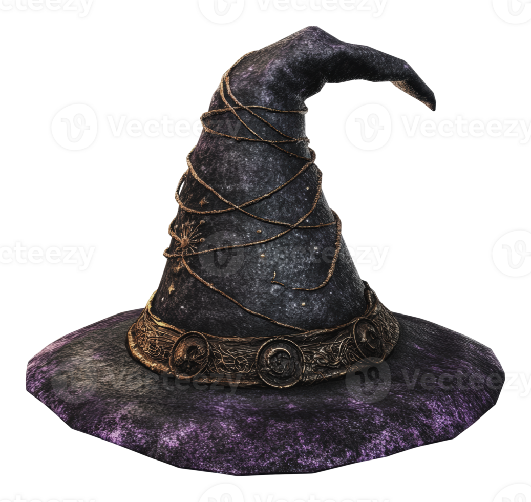 Mysterious dark wizard hat with intricate details png