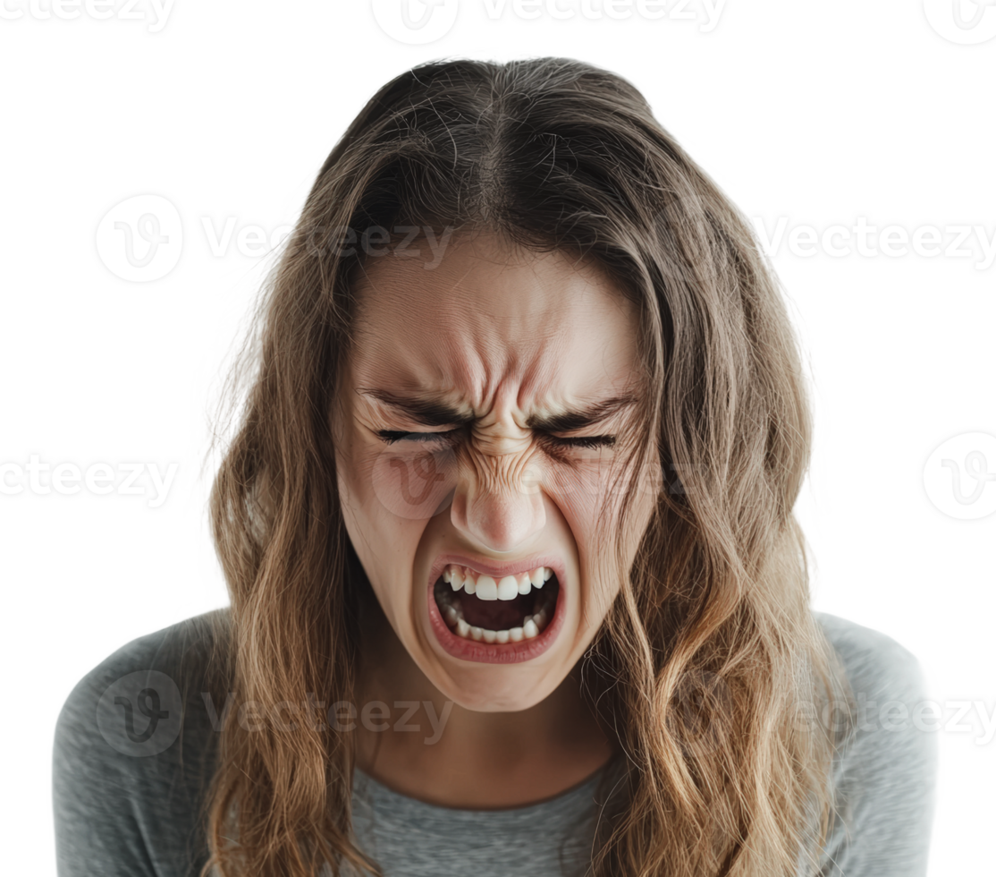 Woman expressing intense emotion during a moment png