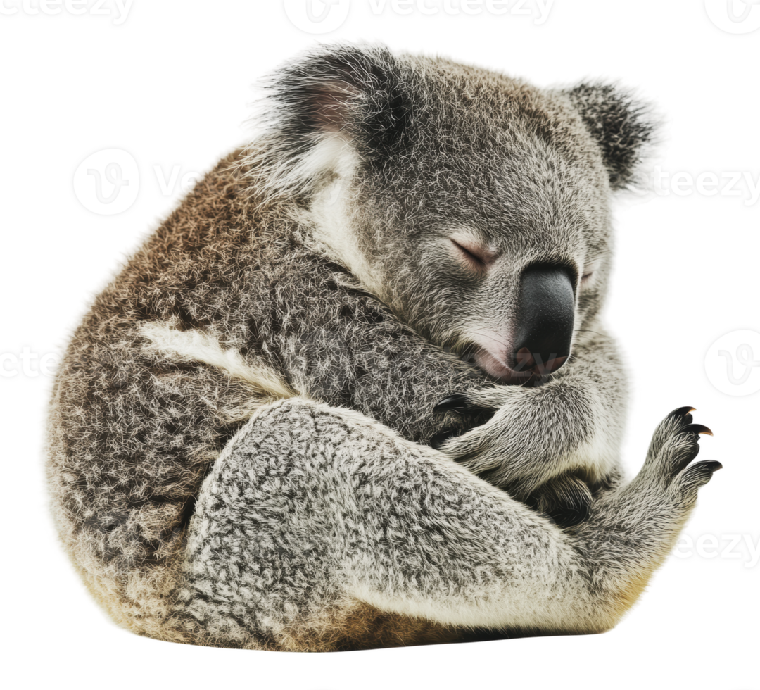 Koala resting comfortably in a curled position png