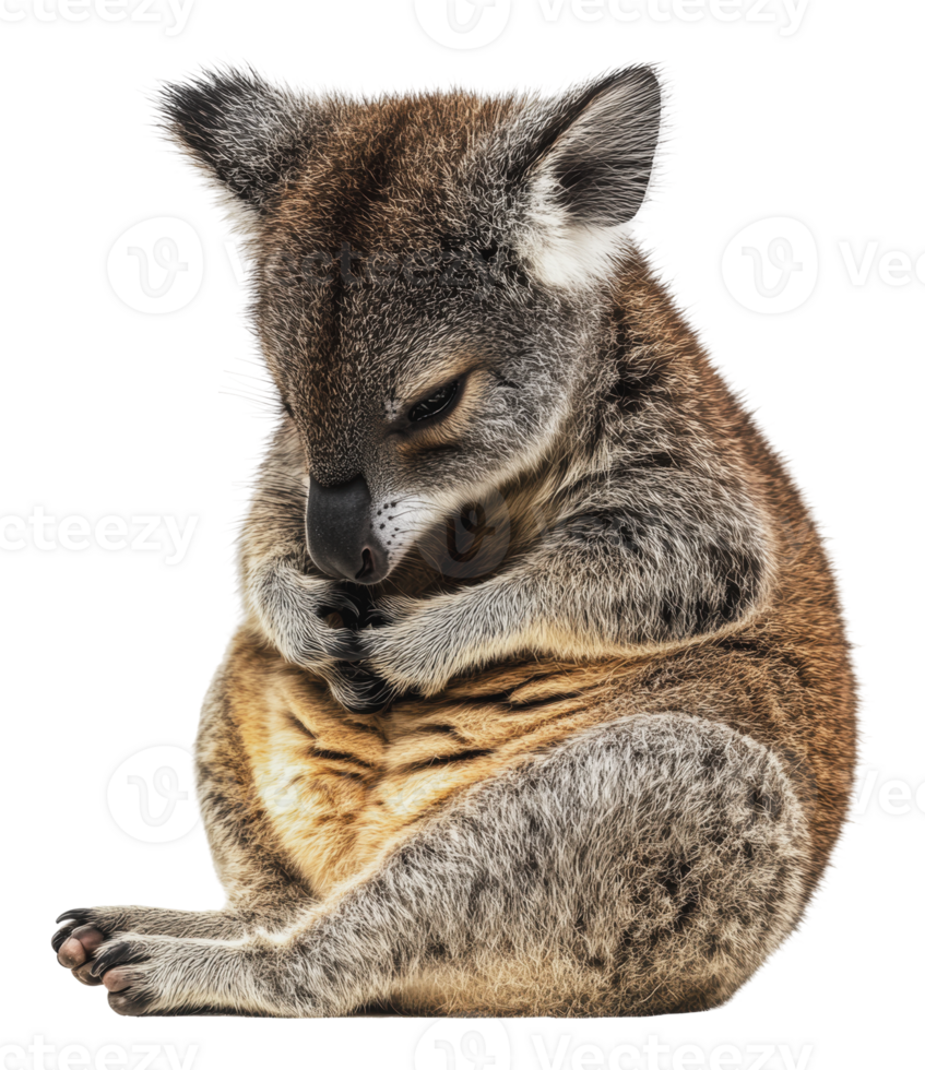 Curious koala sitting quietly in a relaxed pose png