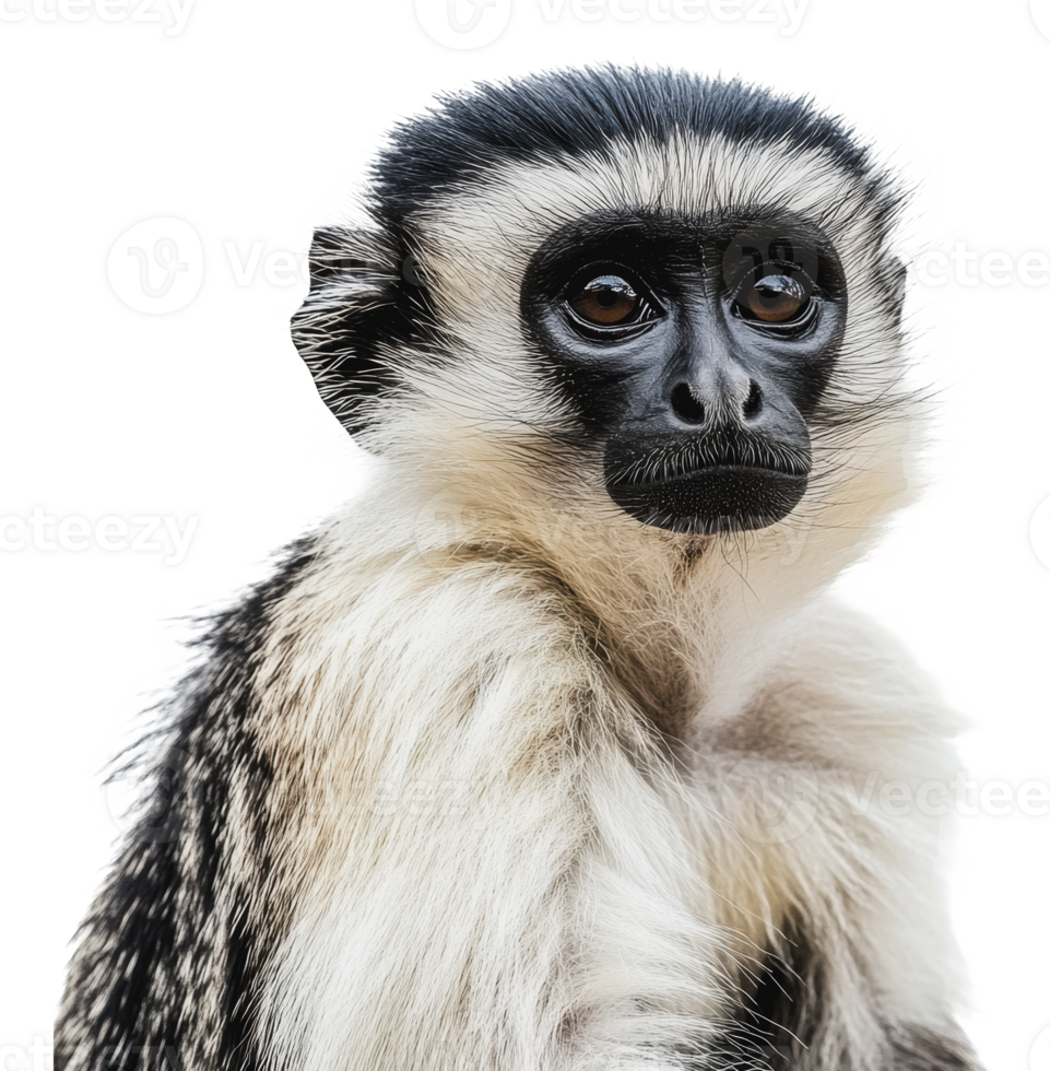 Curious young monkey close-up png