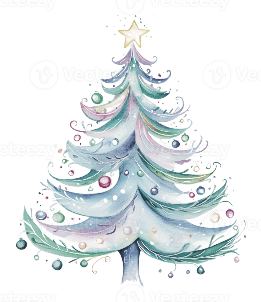 Christmas tree with ornaments illustration png