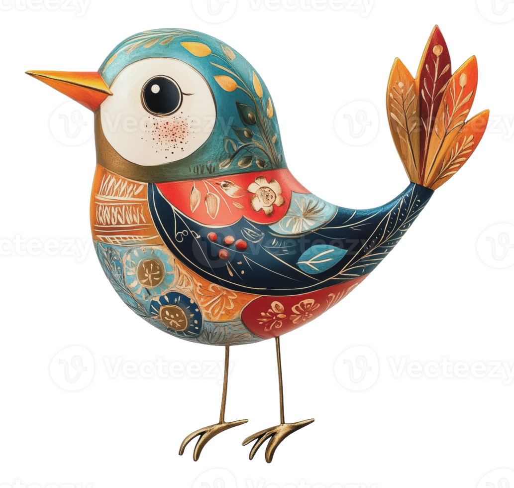 Intricately patterned decorative bird png