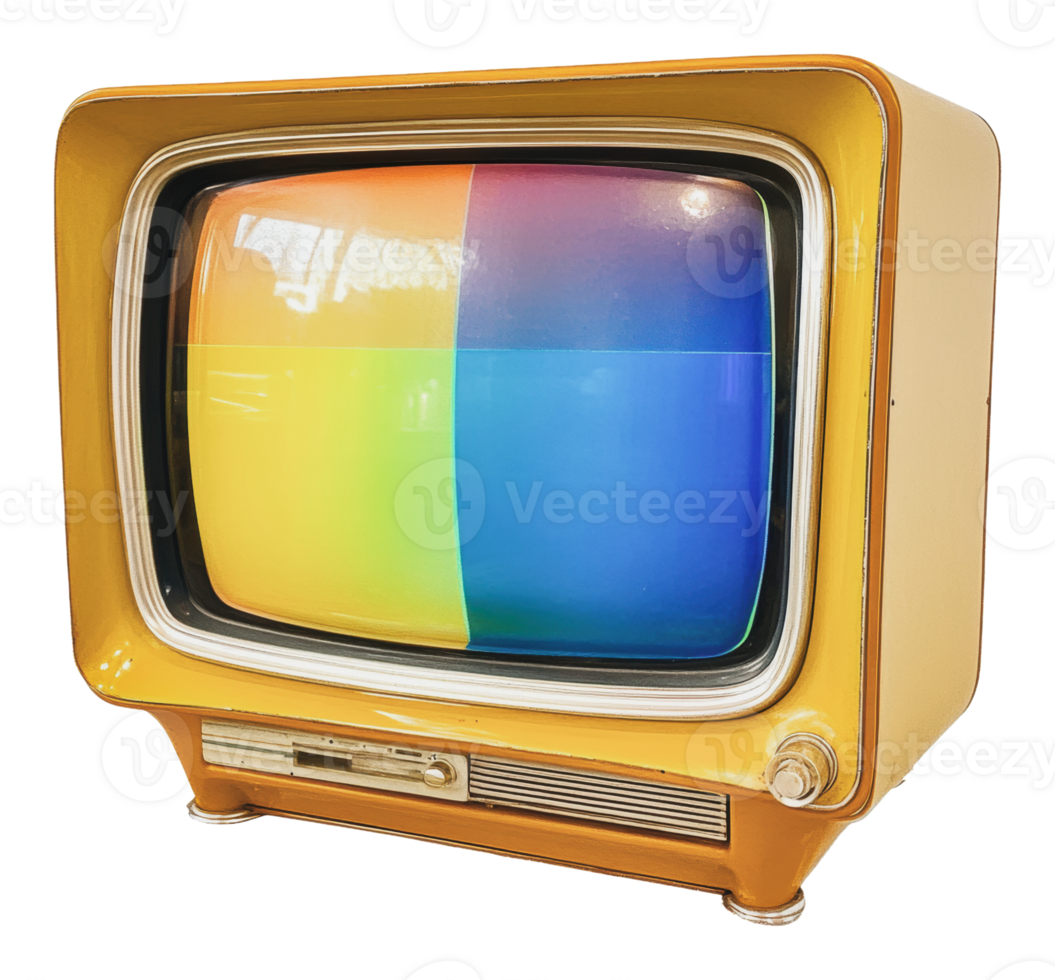 Colorful vintage TV set display png