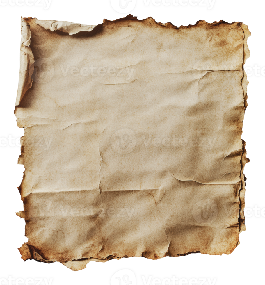 Antique paper with creases and texture png