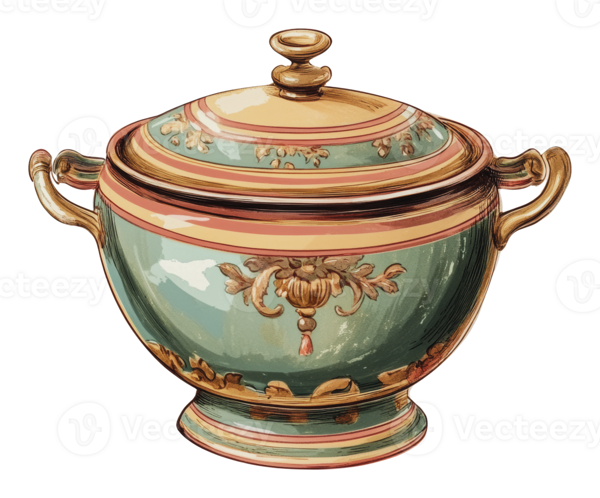 Elegant decorative bowl with ornate design details png