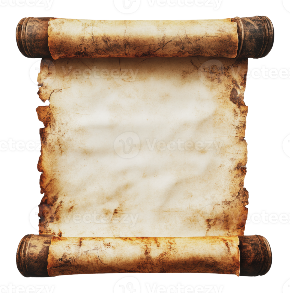 Weathered old parchment scroll png