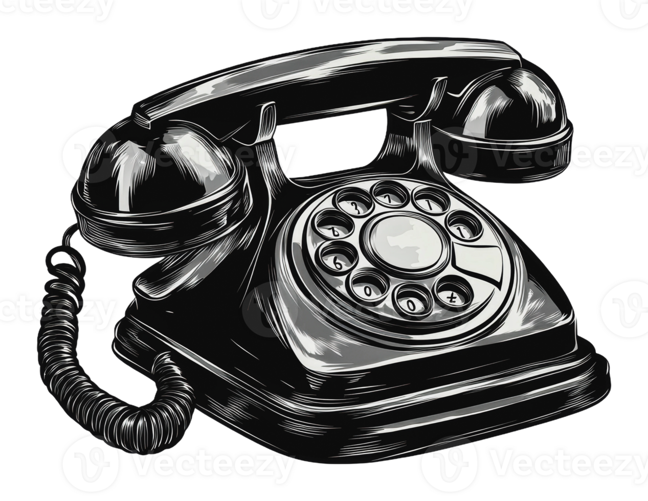 Vintage rotary phone on a simple background png