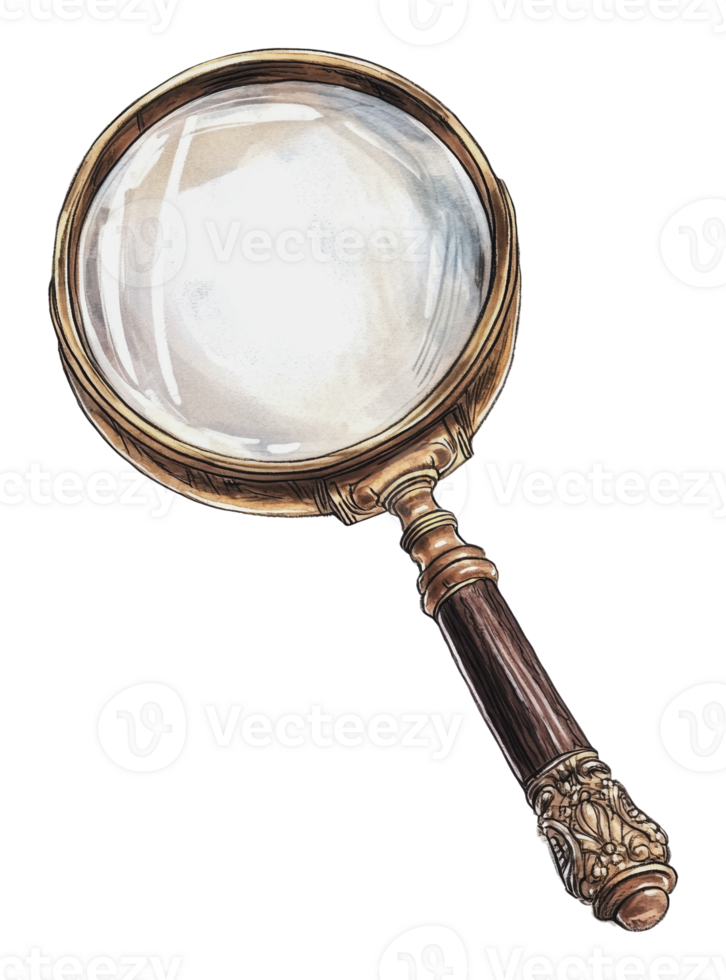 Ornate magnifying glass for detail viewing png
