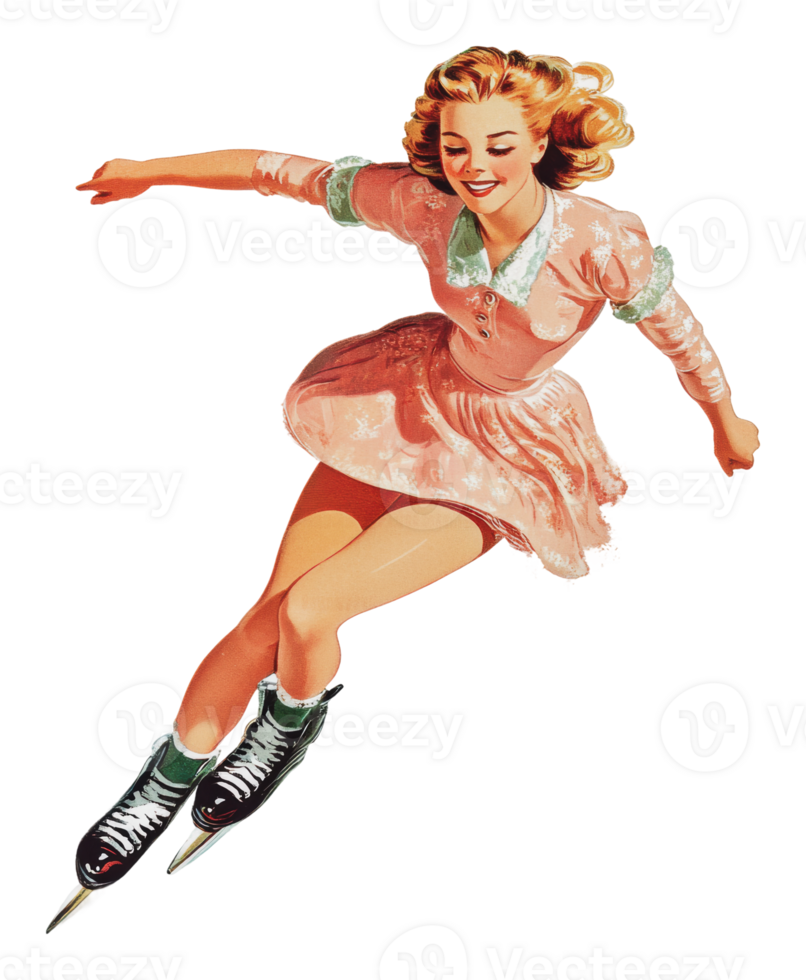Skater performs an elegant jump on ice png