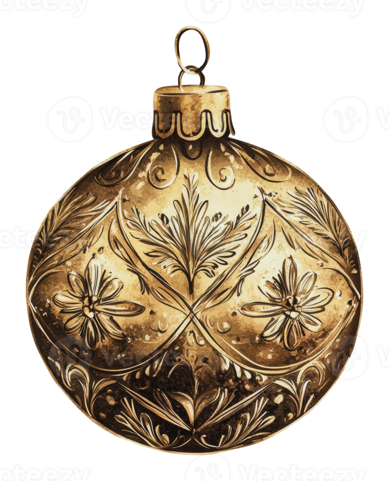 Decorative golden ornament with intricate design png