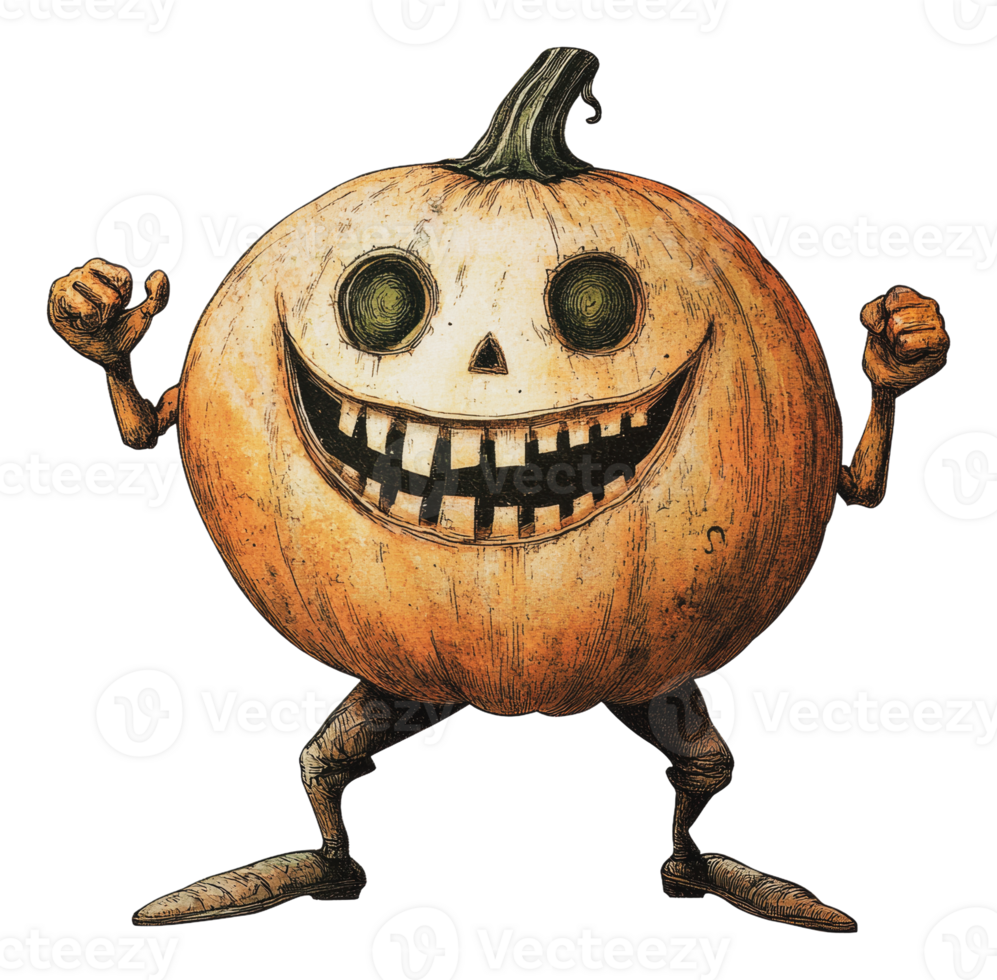 Playful pumpkin character design png