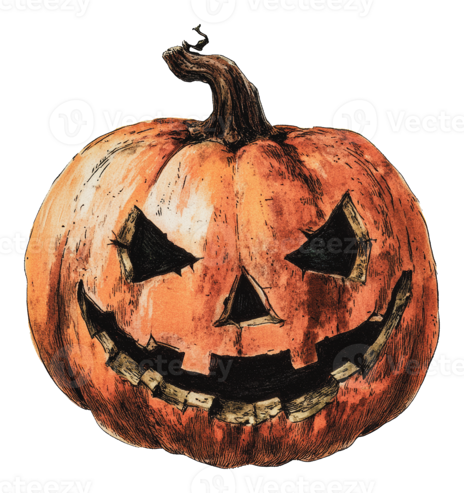 Smiling orange pumpkin with jagged smile design png