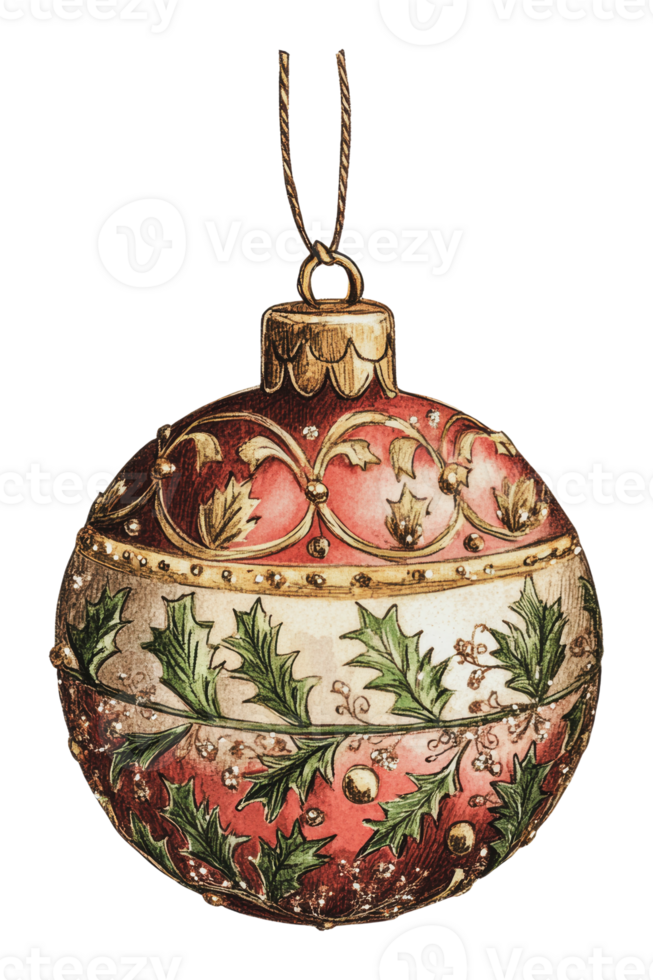 Decorative Christmas ornament with holly design png