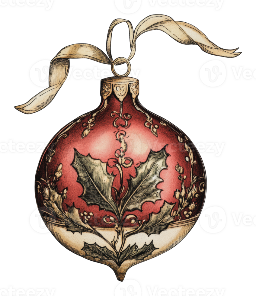 Decorative Christmas ornament with holly design png