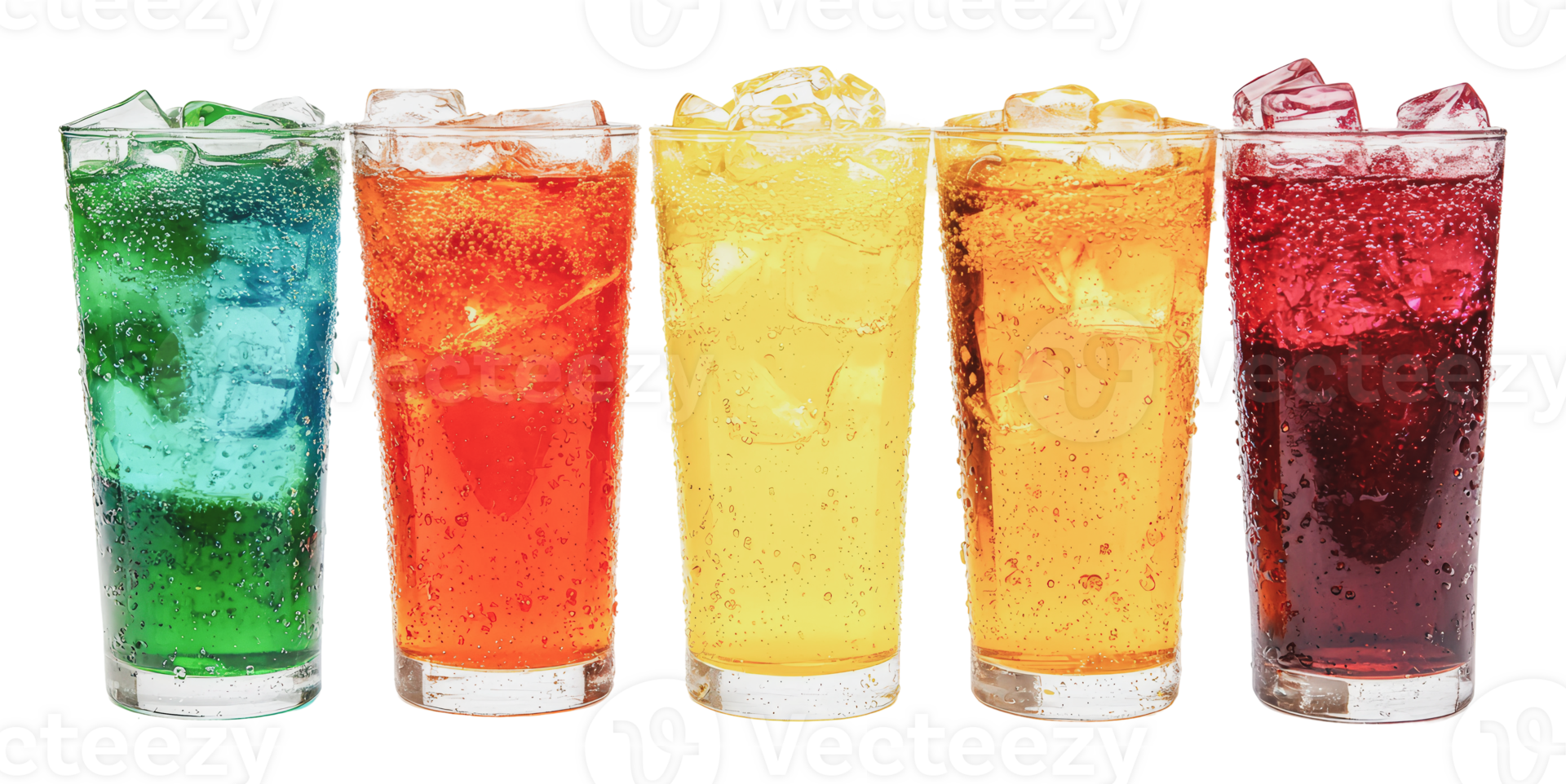 Colorful iced drinks on a table png