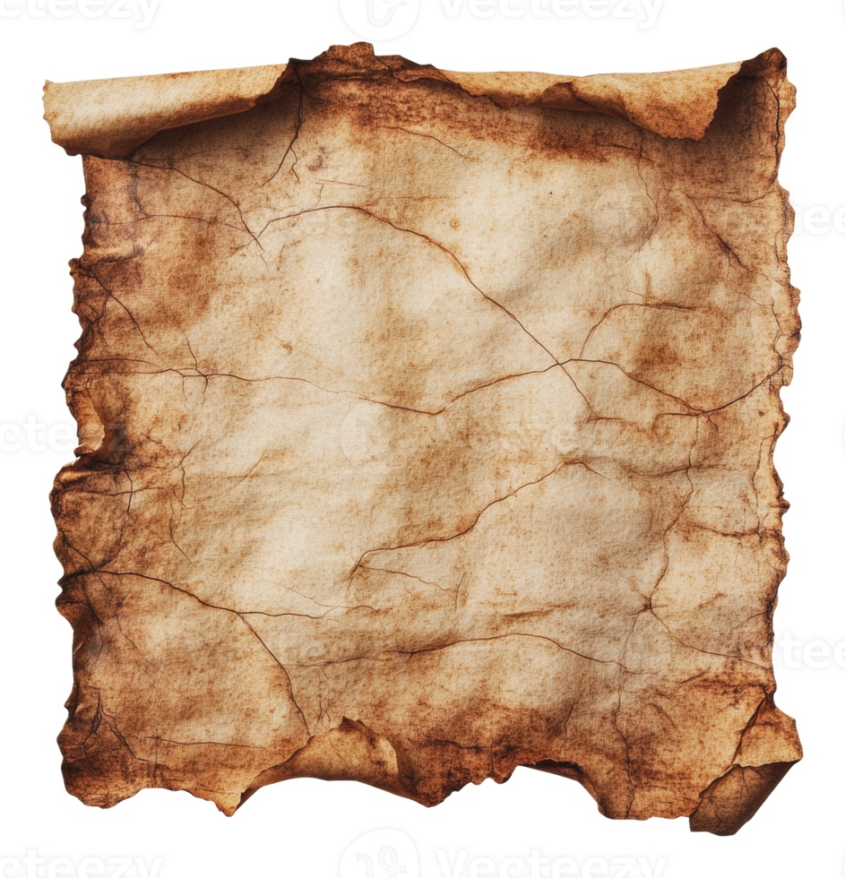 Old parchment with rustic texture and creases png