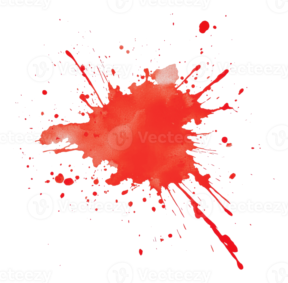 Bright red watercolor splash on white background png