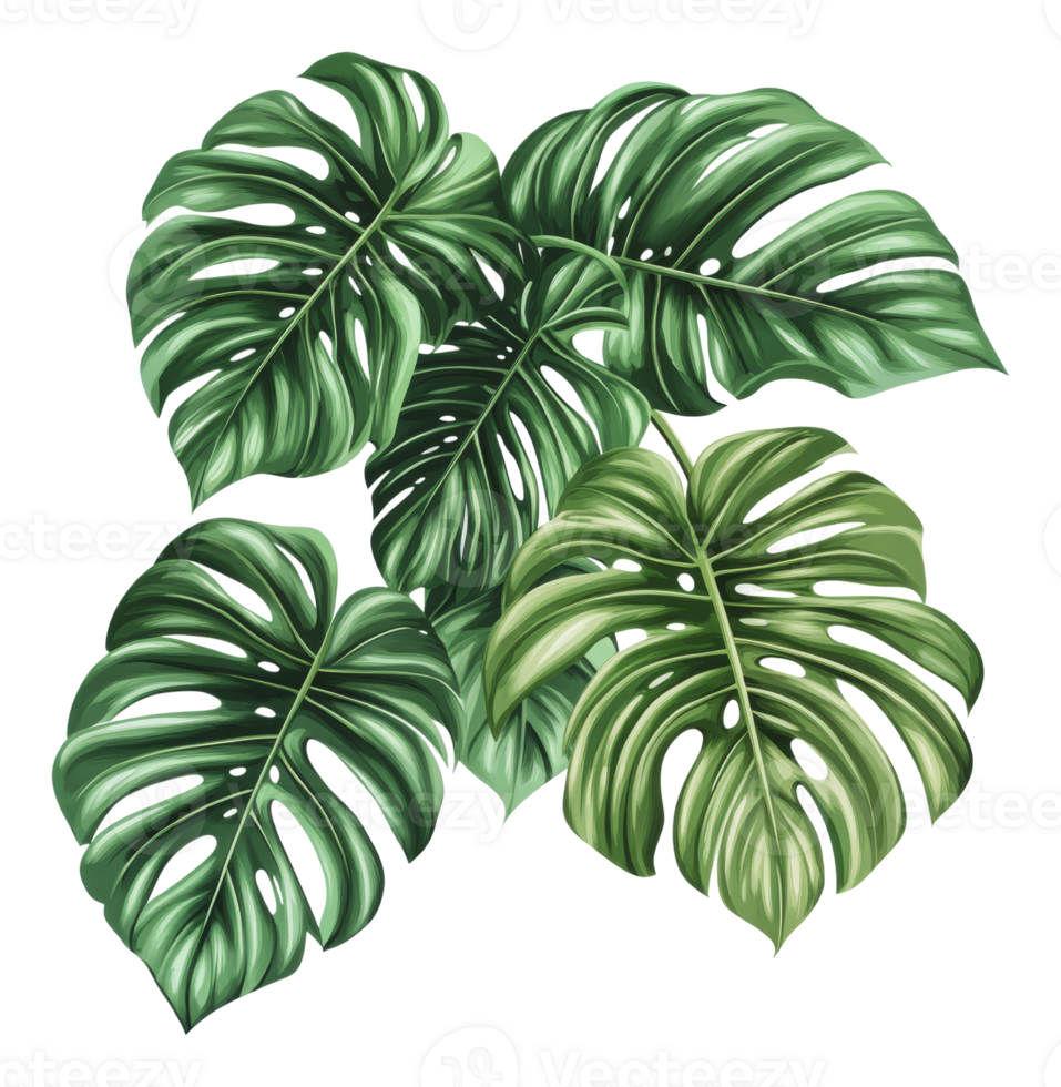 Vibrant display of monstera leaves png