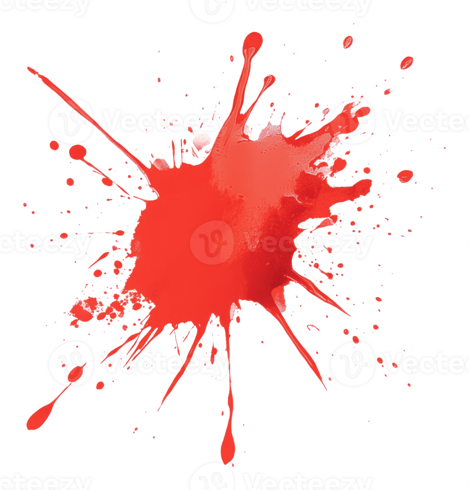 Bright red paint splash on white background png