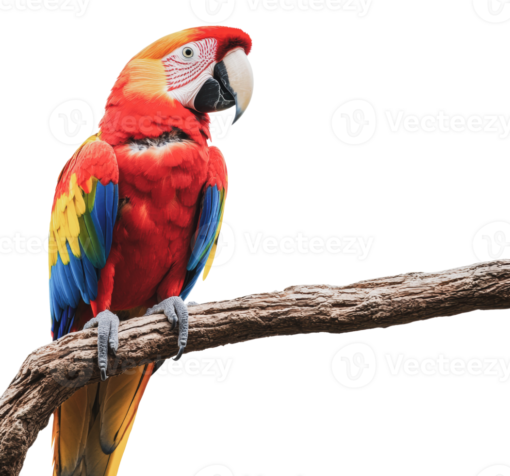 Colorful macaw perched on a branch in nature png